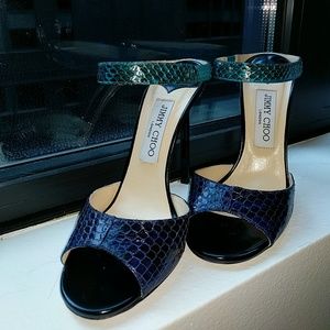 JIMMY CHOO python DECKLE heels sz 38